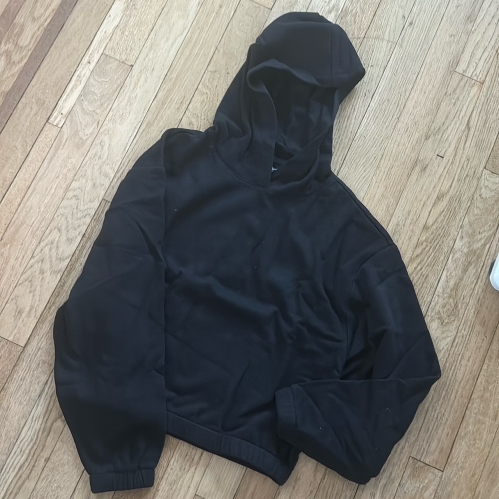 BLACK ASOS DESIGN cropped cocoon hoodie in BLACK, $40 size 2